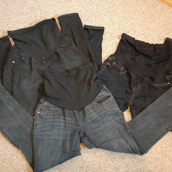LOT OF 3 MATERNITY JEANS~BELLA VIDA~FADE TO BLUE DENIM~OH BABY~WOMENS SIZE M - Picture 2 of 4